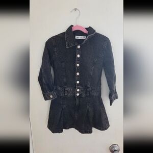 Zara Girl Black Denim Button-Up Dress Size 6